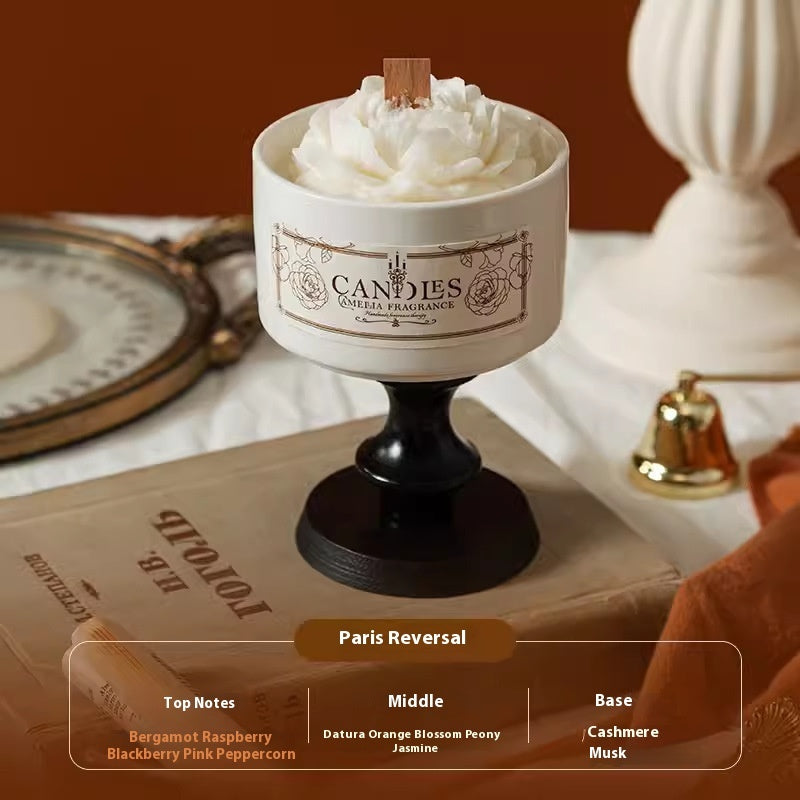 exclude-gallery. Detailed Paris Reversal notes for Camellia Porcelain Cup Candle: Top notes: Bergamot Raspberry, Blackberry pink peppercorn; middle notes: datura orange blossom peony, jasmine; base notes: cashmere, musk
