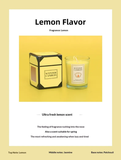 Delphy lemon flavor candle with lemon top note, jasmine middle note, and patchouli base note, a romantic floral scent for Valentine's Day