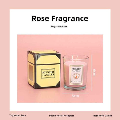 Delphy rose fragrance candle with rose top notes, rosegrass middle notes, and vanilla base note, a romantic floral scent for Valentine's Day