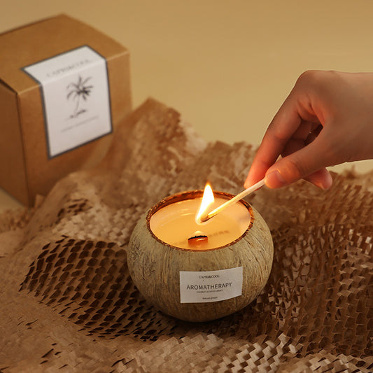 Coconut fragrance candle creating a warm and cozy atmosphere.