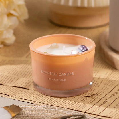 Roland Fantasy Pink Sweet Essential Oil Soy Wax Candle in a pink glass cup