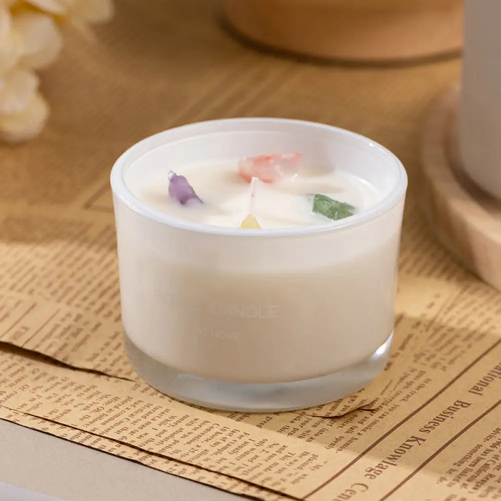 Water of Faith White Charm Essential Oil Soy Wax Candle in a white glass cup