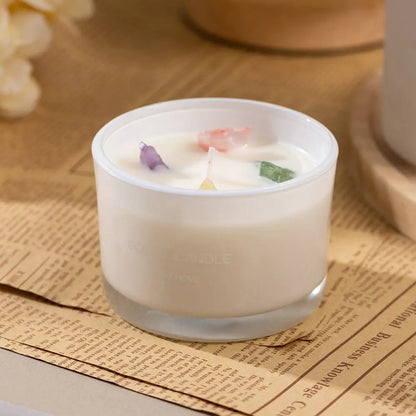 Water of Faith White Charm Essential Oil Soy Wax Candle in a white glass cup